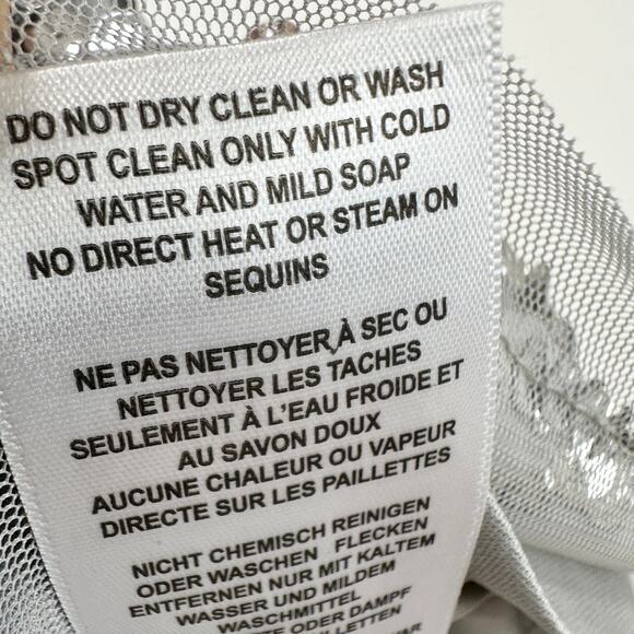 Adrianna Papell Beaded Sequin Top Silver Party Glam Festive Holiday US 2 NWT - Picture 8 of 12